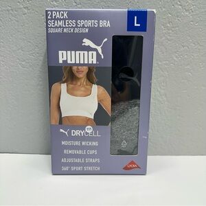 PUMA Black & Gray Seamless Sports Bra 2-Pack
